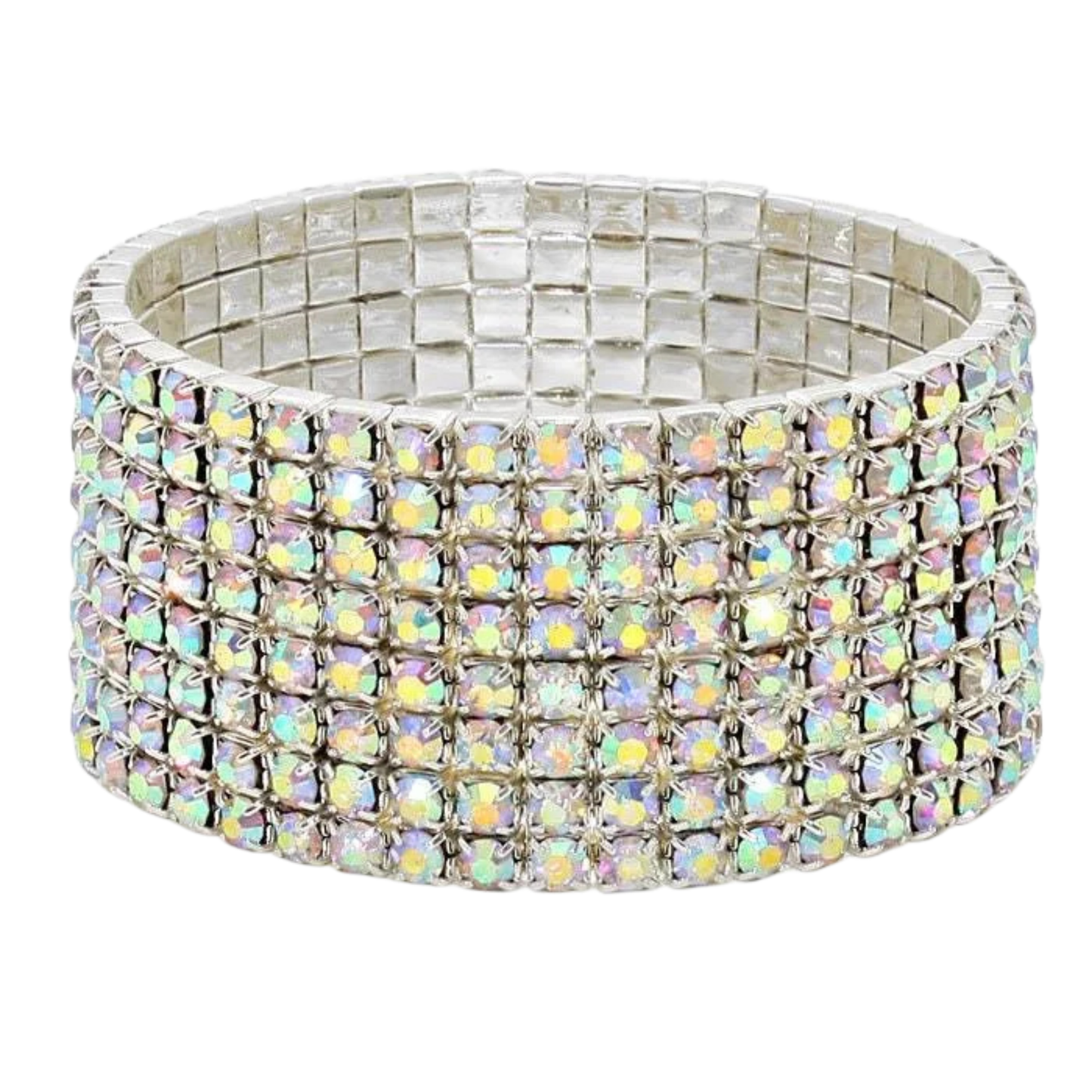 Bracelet 8 Row AB Crystals Silver Setting