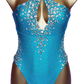 Turquoise Blue and Crystal Cross neck