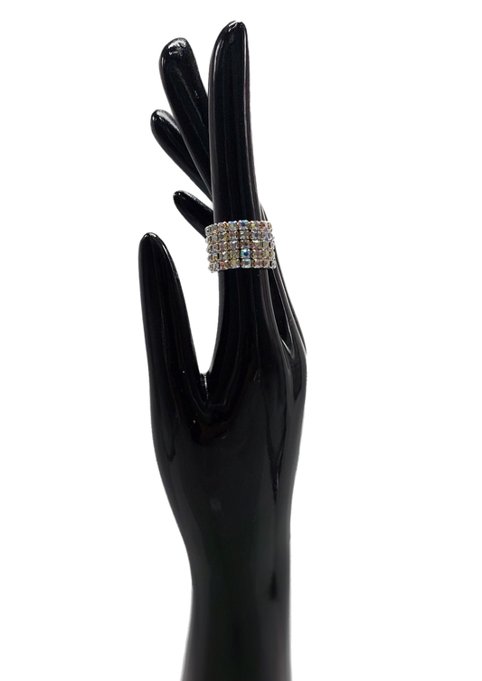 Crystal AB 5 Row Ring